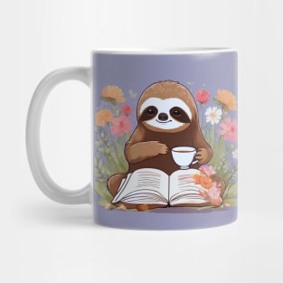 Sloth With Cup Of Tea And Book Mug